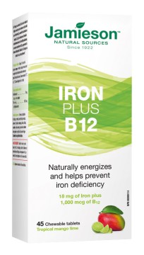 Jamieson Železo plus B12 cmúľacie tablety 45tbl.